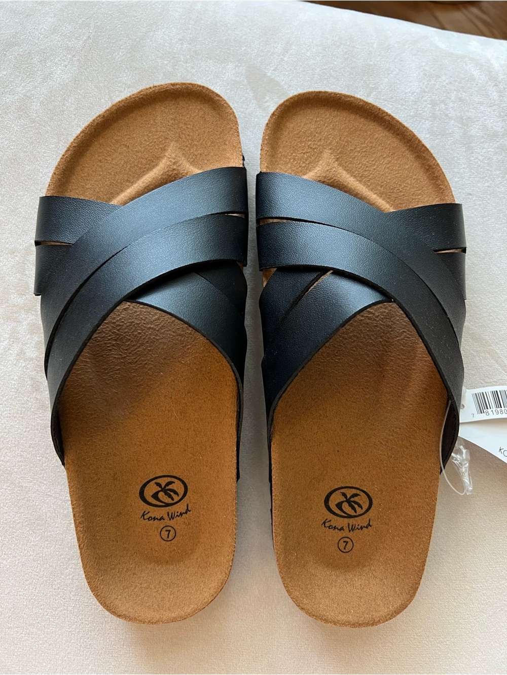 Kona Wind Women’s Black Crisscross Slide Sandals